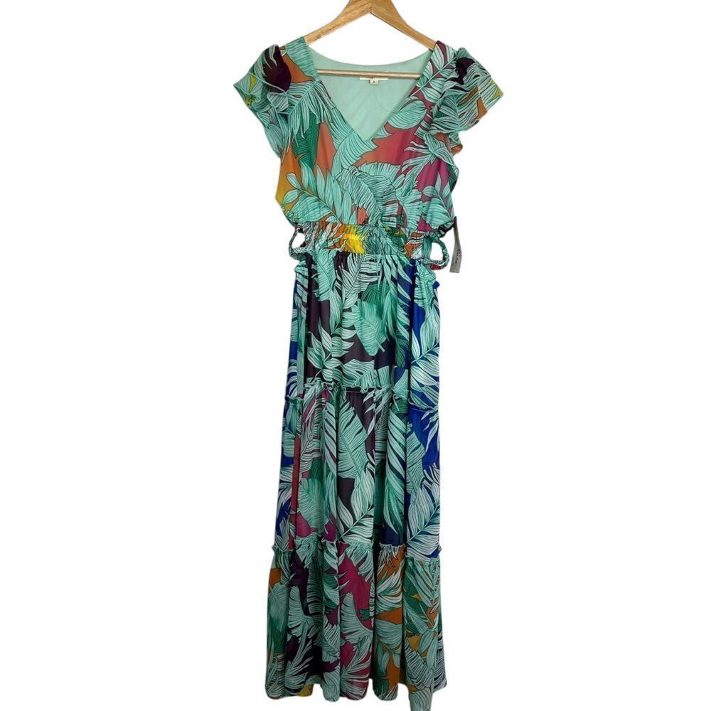 NWT Indigo Rose blue and multicolor size small peekaboo maxi dress